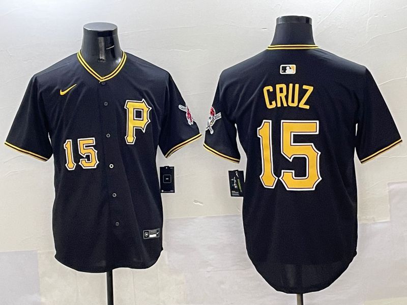 Men Pittsburgh Pirates #15 Cruz Black Game 2025 Nike MLB Jersey style 8